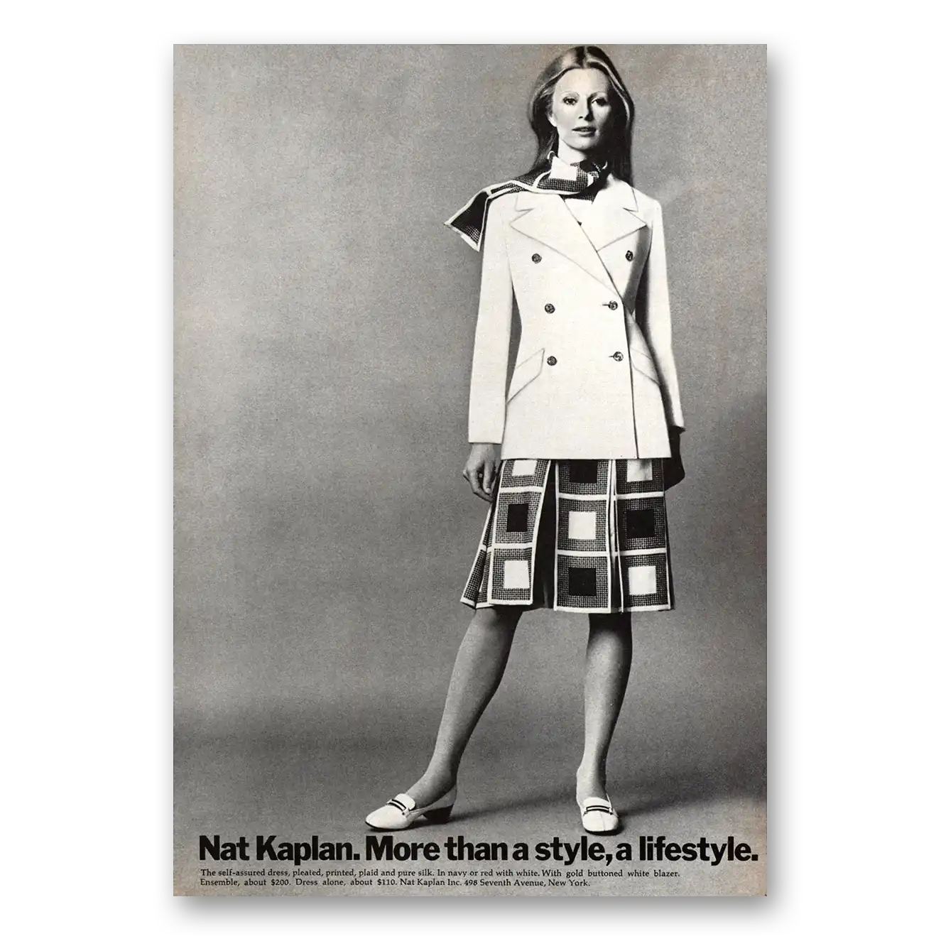 1971 Nat Kaplan Fashion More Than a Style a Lifestyle Vintage Magazine Print Ad