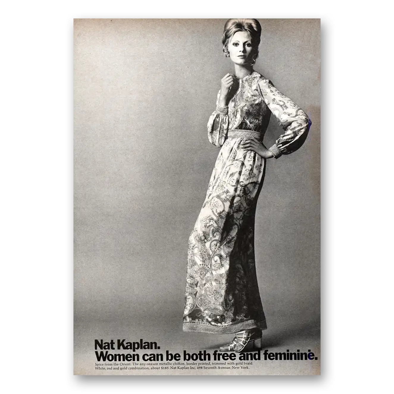 1971 Nat Kaplan Fashion Women Can Be Free and Feminine Vintage Magazine Print Ad