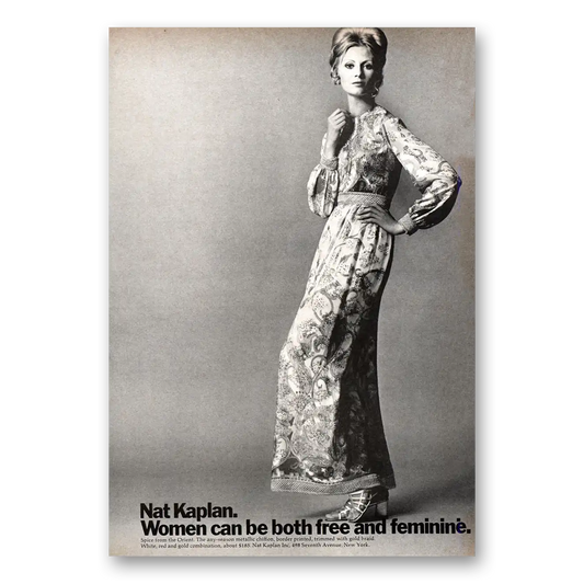 1971 Nat Kaplan Fashion Women Can Be Free and Feminine Vintage Magazine Print Ad