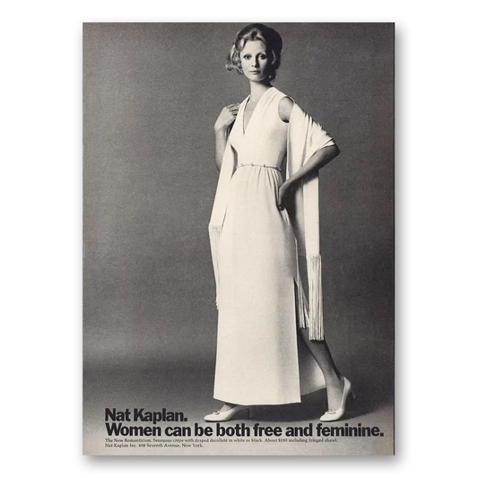 1971 Nat Kaplan Fashion Women Can Be Free and Feminine Vintage Magazine Print Ad