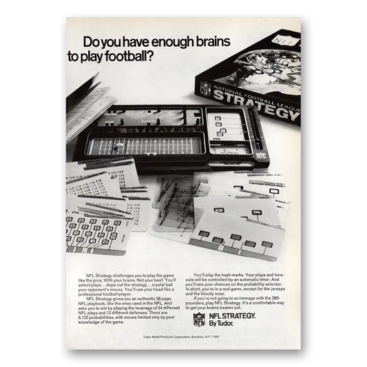 1971 NFL Strategory Game Enough Brains to Play Football Vintage Magazine Print Ad