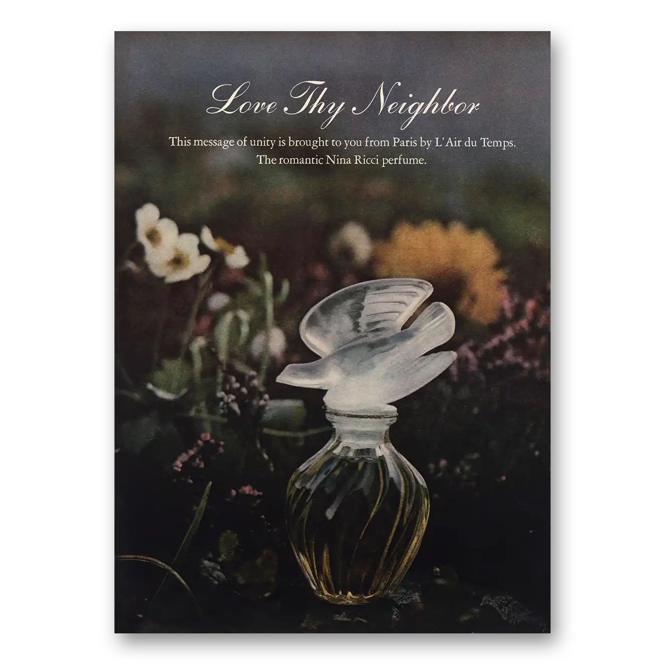 1971 L'Air Du Temps Perfume Love Thy Neighbor Vintage Magazine Print Ad