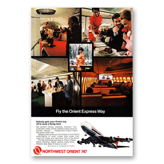 1971 Northwest Airlines Fly the Orient Express Way 747 Vintage Magazine Print Ad