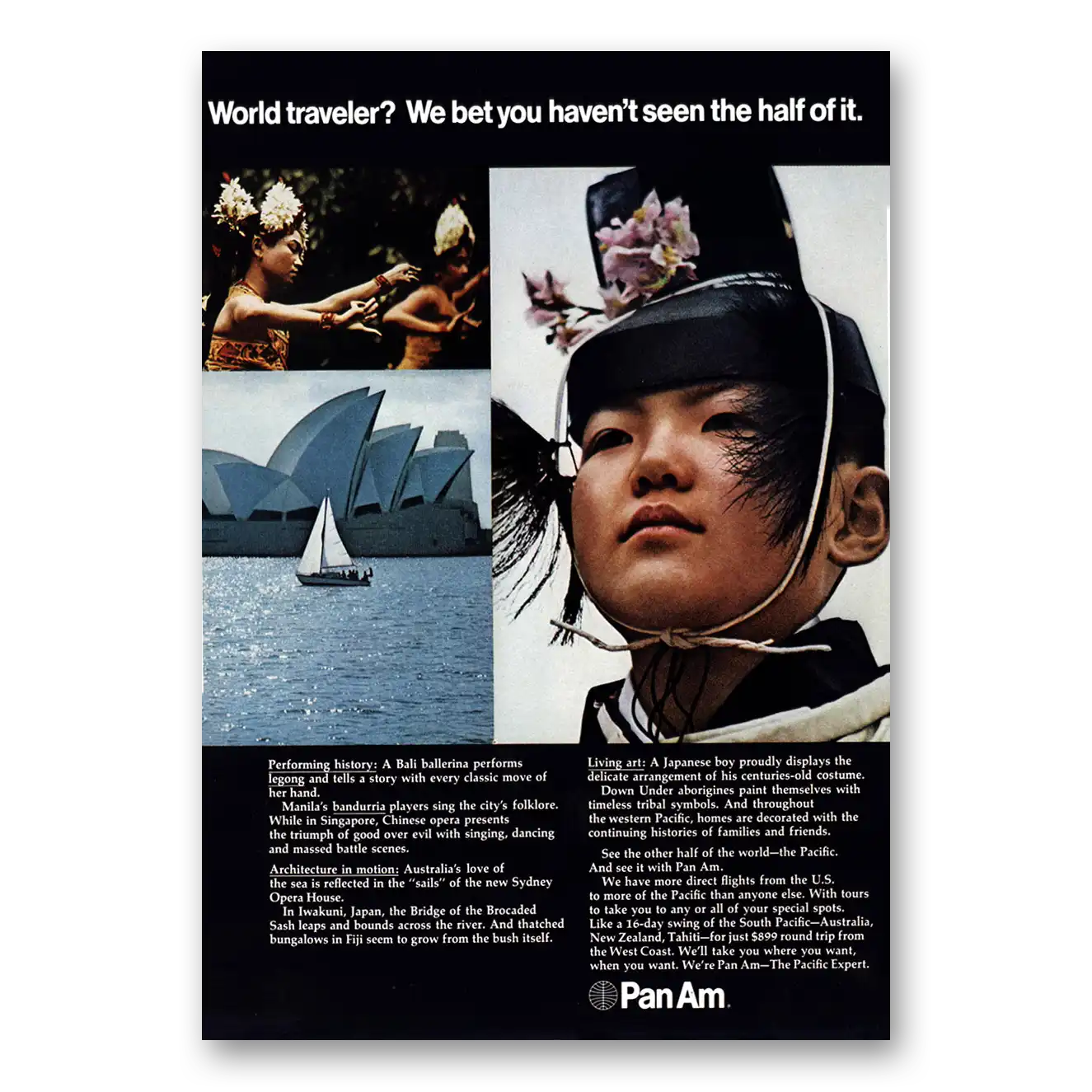 1971 Pan Am World Traveler We Bet You Havent Seen the Half of It Vintage Magazine Print Ad