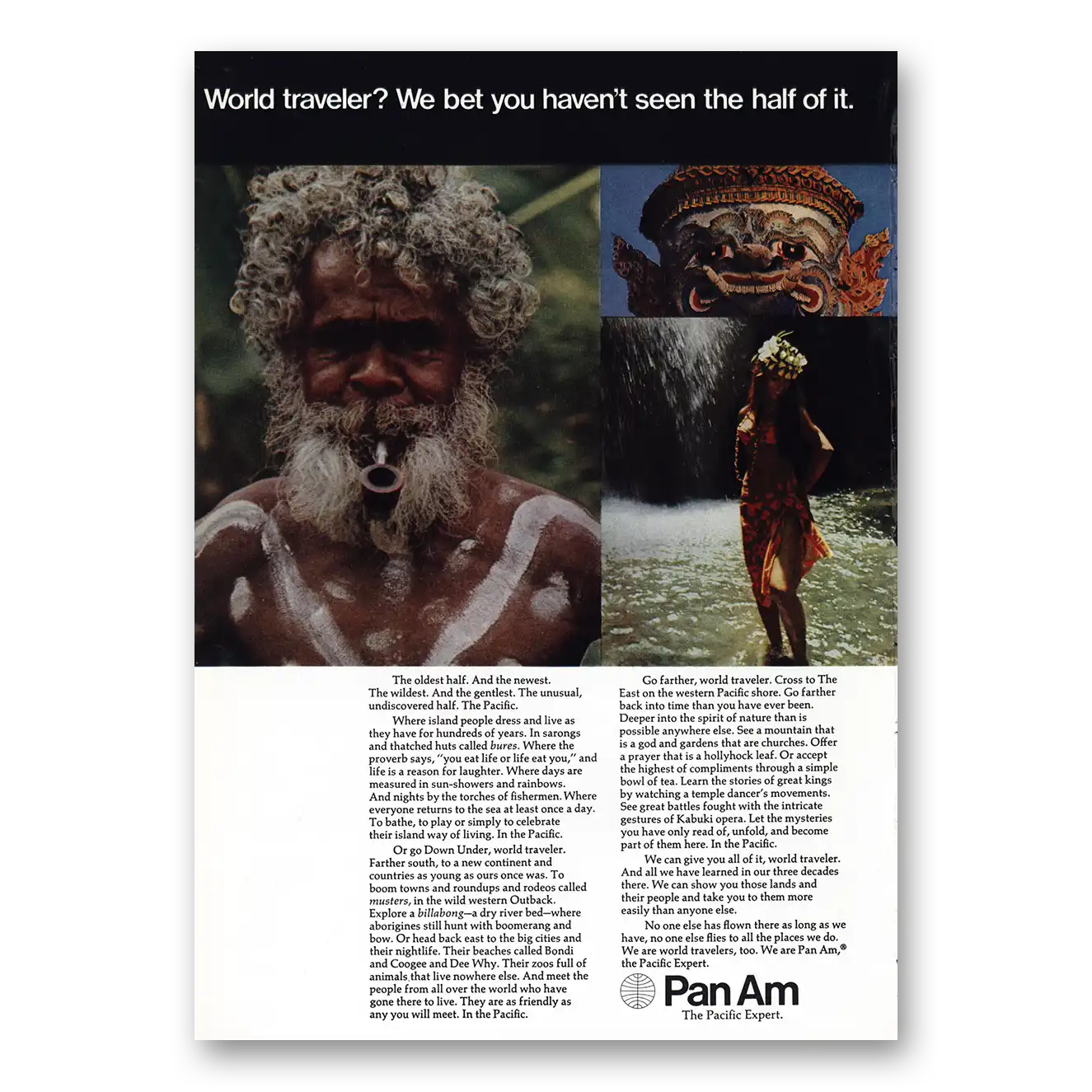 1971 Pan Am World Traveler We Bet You Haven't Seen Half of It Vintage Magazine Print Ad