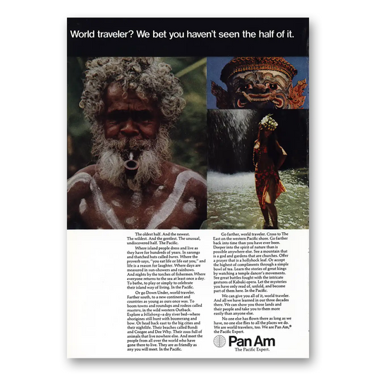 1971 Pan Am World Traveler We Bet You Haven't Seen Half of It Vintage Magazine Print Ad