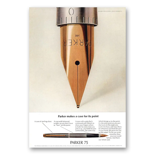 1971 Parker 75 Pen Makes a Case For Its Point Vintage Magazine Print Ad