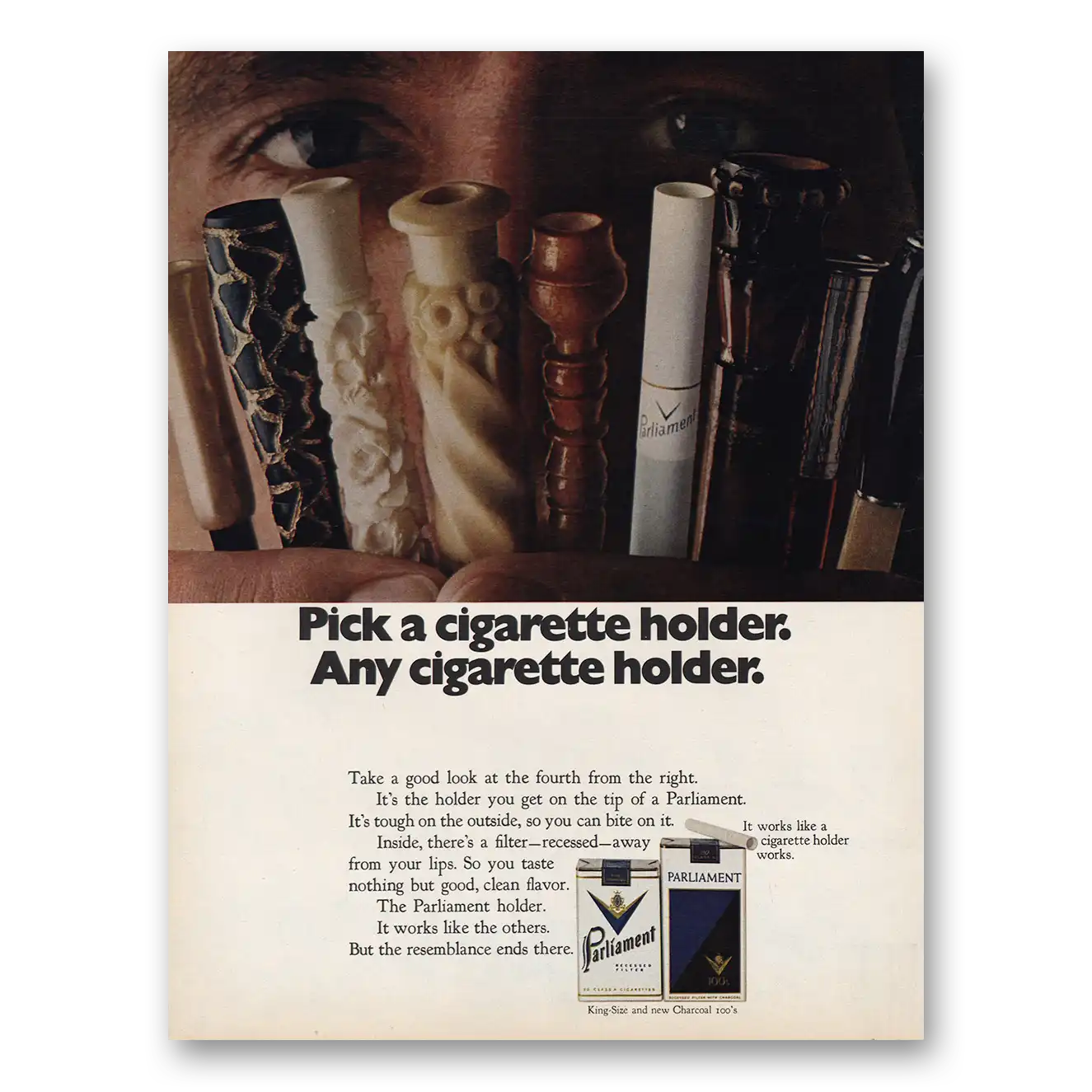 1971 Parliament Cigarettes Pick a Cigarette Holder Vintage Magazine Print Ad