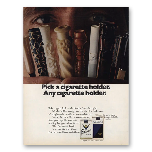 1971 Parliament Cigarettes Pick a Cigarette Holder Vintage Magazine Print Ad