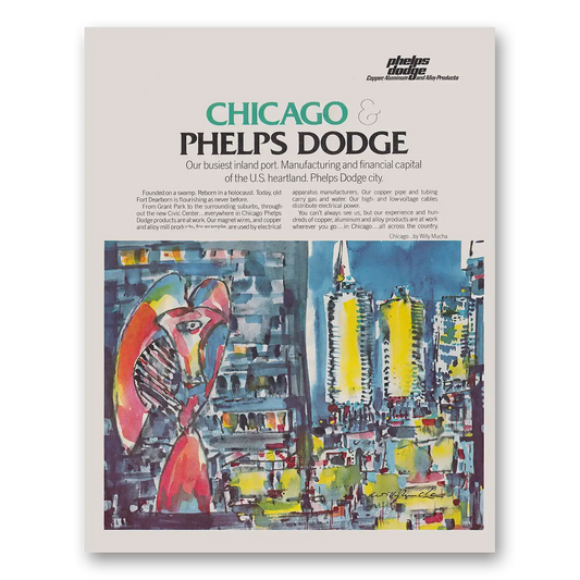 1971 Phelps Dodge Chicago Busiest Inland Port Vintage Magazine Print Ad