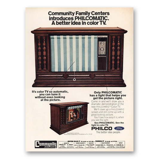 1971 Philco Television Philcomatic TV Community Family Centers Vintage Magazine Print Ad