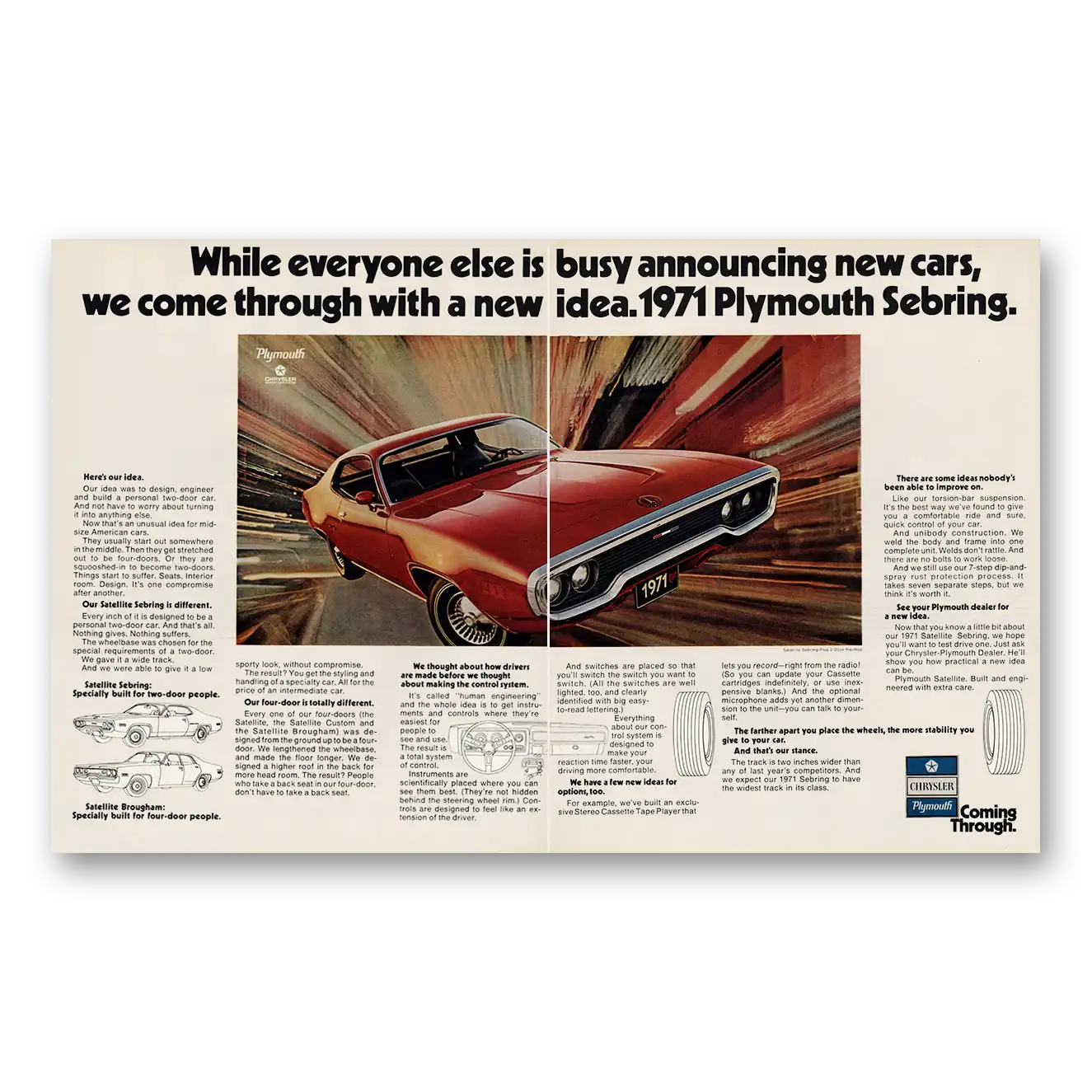 1970 Plymouth Sebring Busy Announcing New Cars Vintage Magazine Print Ad