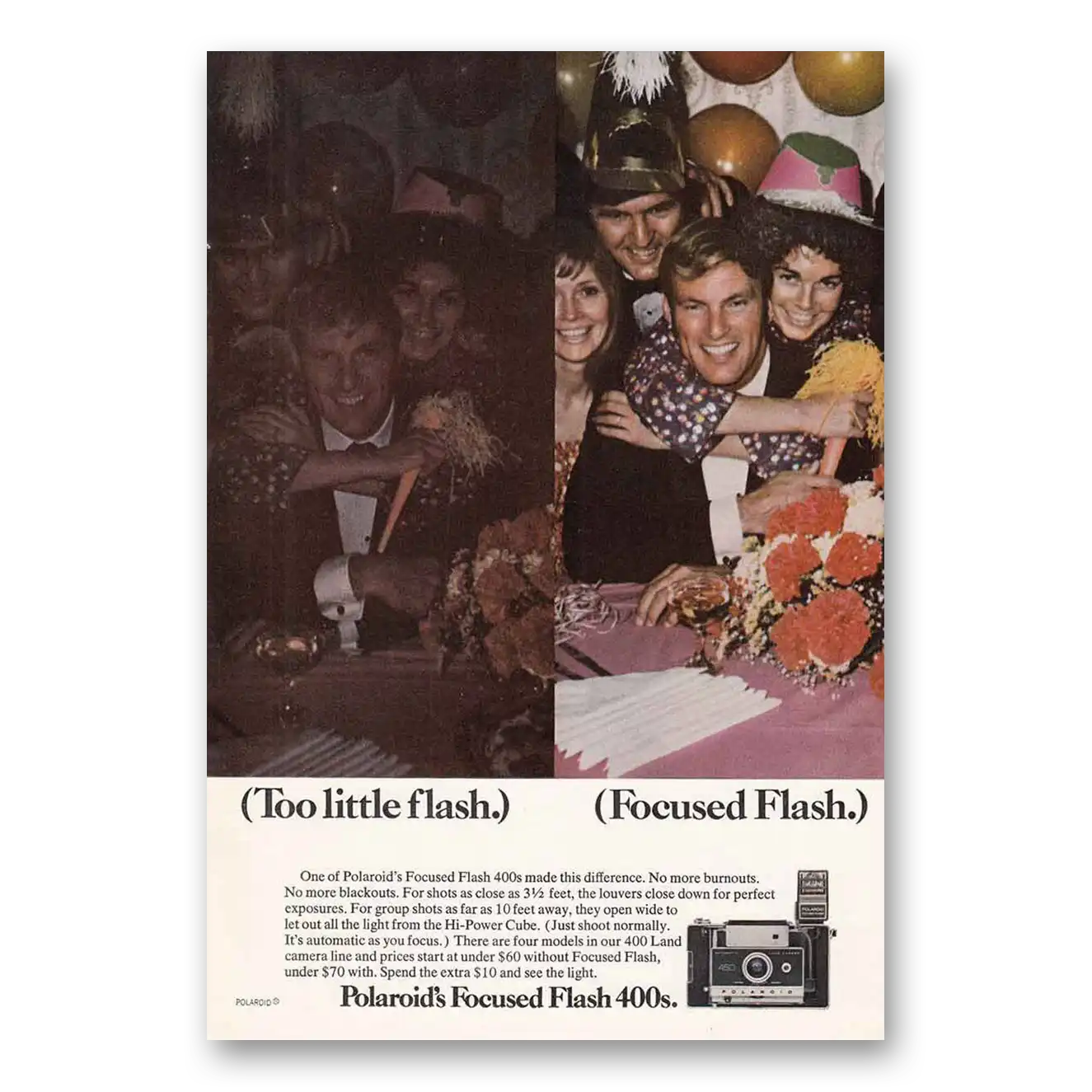 1971 Polaroid Focused Flash Too Little Flash Vintage Magazine Print Ad