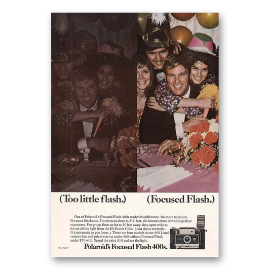 1971 Polaroid Focused Flash Too Little Flash Vintage Magazine Print Ad