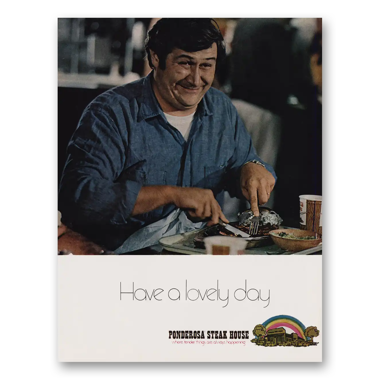 1971 Ponderosa Steak House Have Lovely Day Vintage Magazine Print Ad