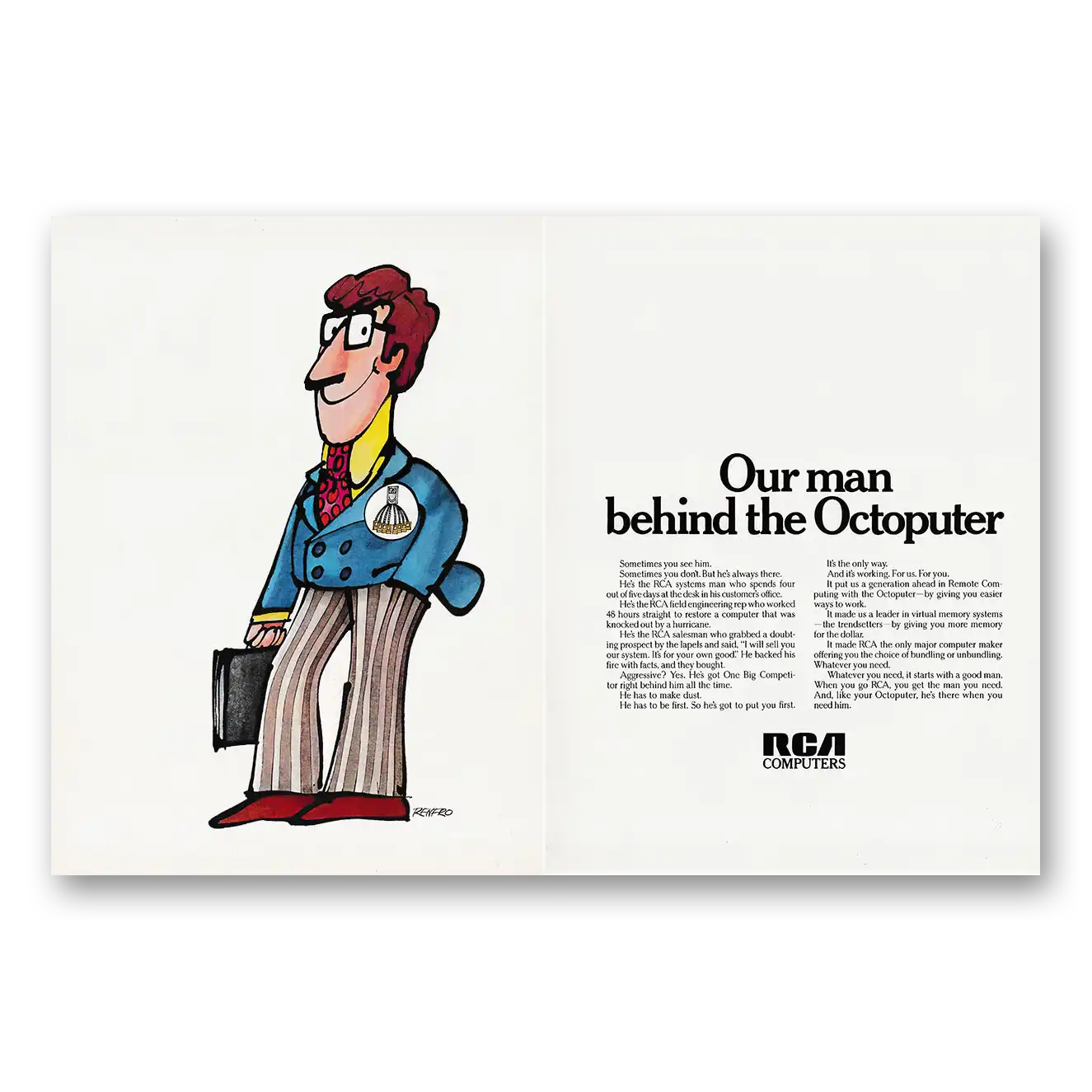 1971 RCA Octoputer Computers Our Man Behind the Octoputer Vintage Magazine Print Ad