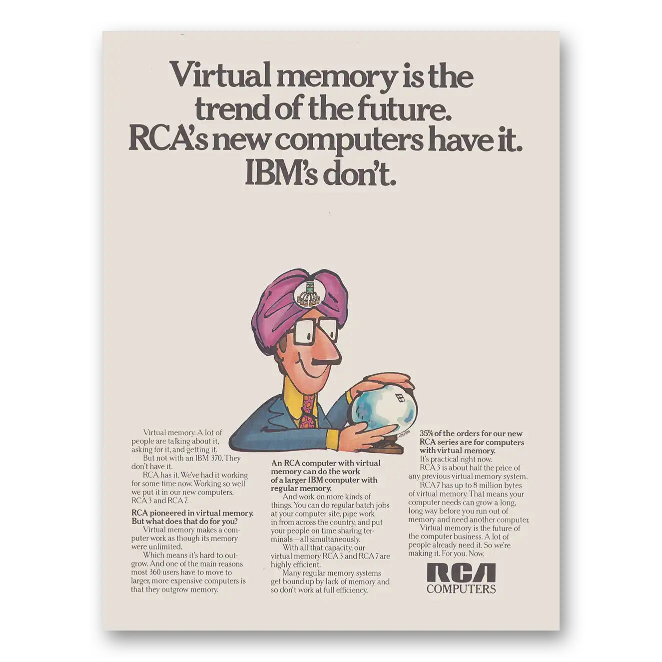 1971 RCA Computers Virtual Memory Is the Trend of the Future Vintage Magazine Print Ad