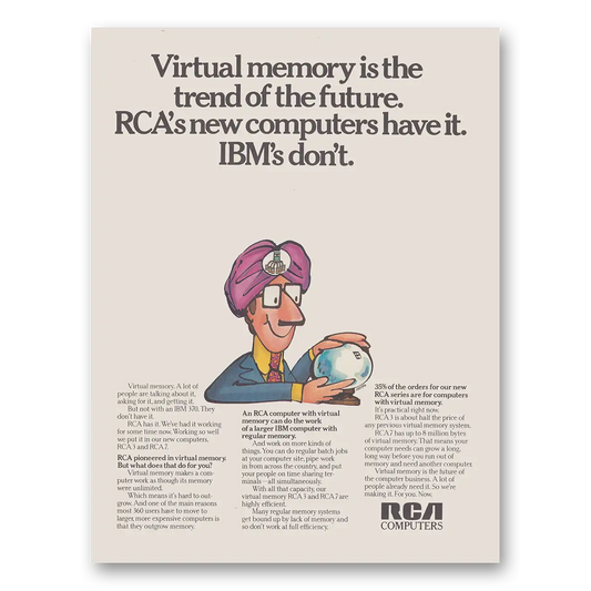 1971 RCA Computers Virtual Memory Is the Trend of the Future Vintage Magazine Print Ad