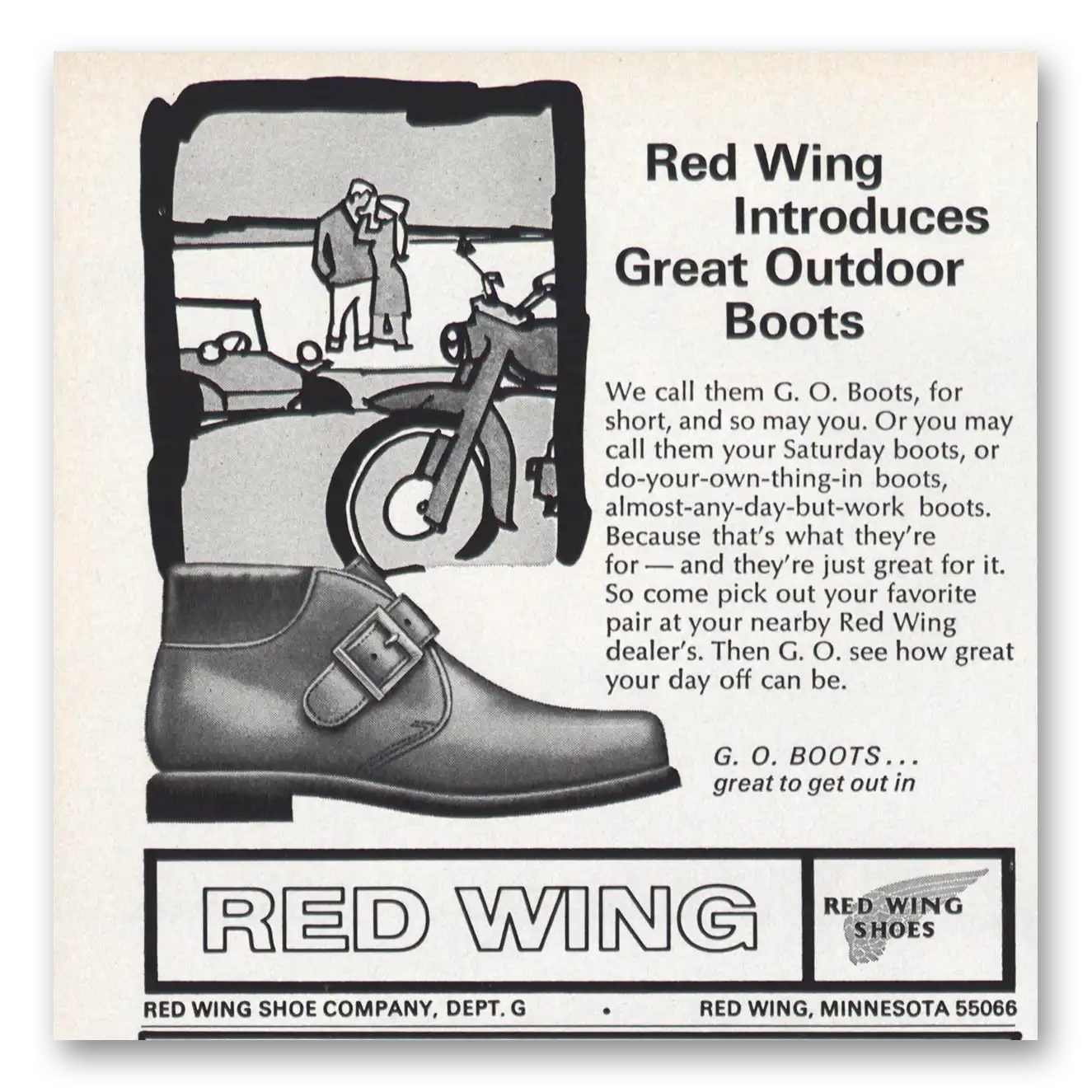 1971 Red Wing Shoe Great Outdoor Boots Vintage Magazine Print Ad