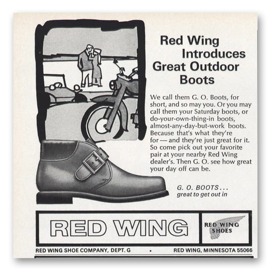 1971 Red Wing Shoe Great Outdoor Boots Vintage Magazine Print Ad