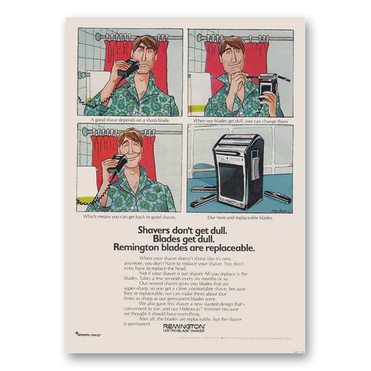 1971 Remington Rand Electric Shaver Don’t Get Dull Blades Get Dull Vintage Magazine Print Ad