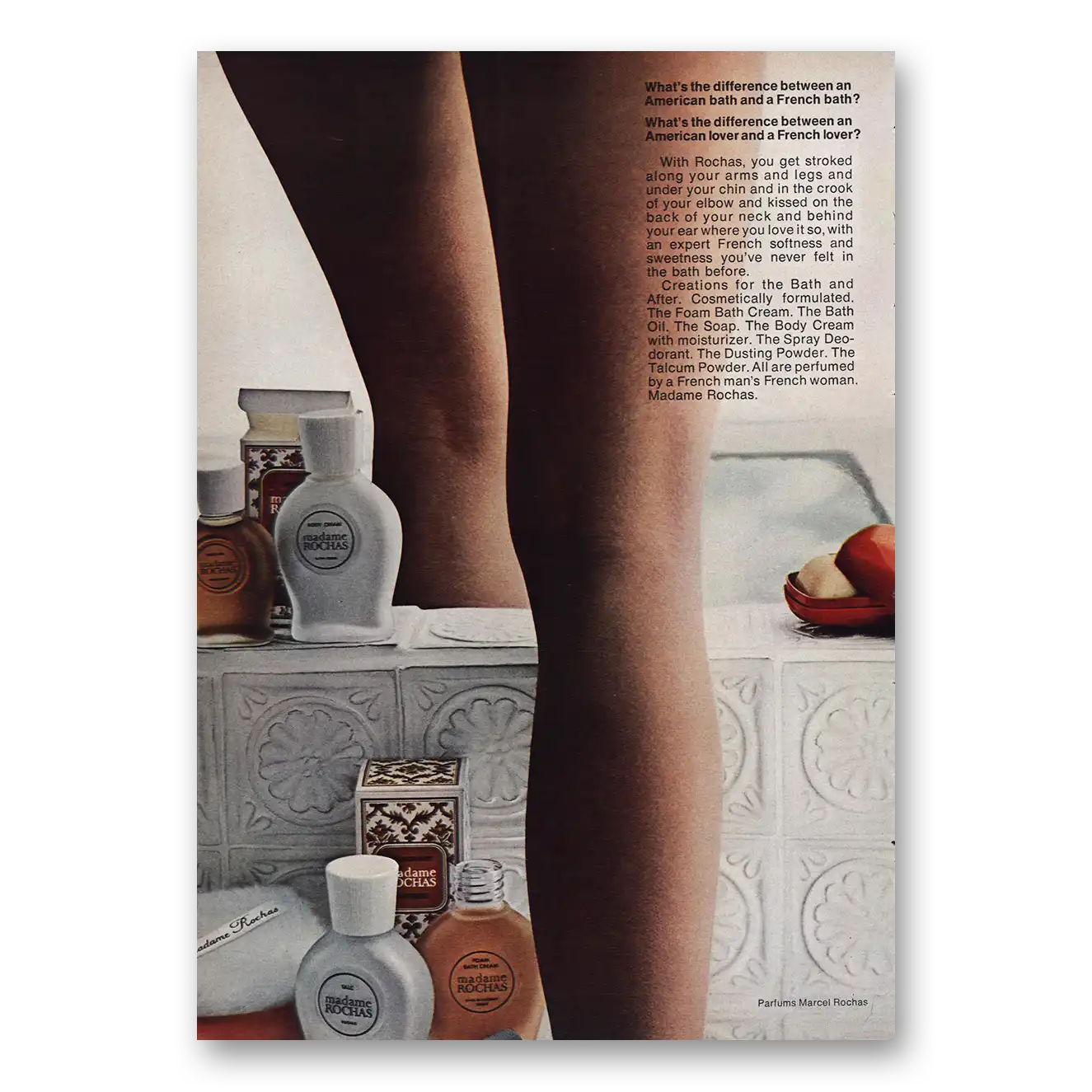 1971 Madame Rochas American Bath French Bath Vintage Magazine Print Ad