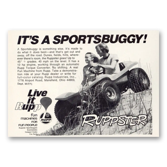 1971 Ruppster Sportsbuggy Sportsbuggy Is Something Else Vintage Magazine Print Ad