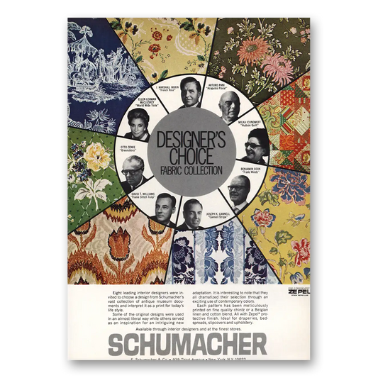 1971 Schumacher Fabrics Designers Choice Fabric Collection Vintage Magazine Print Ad