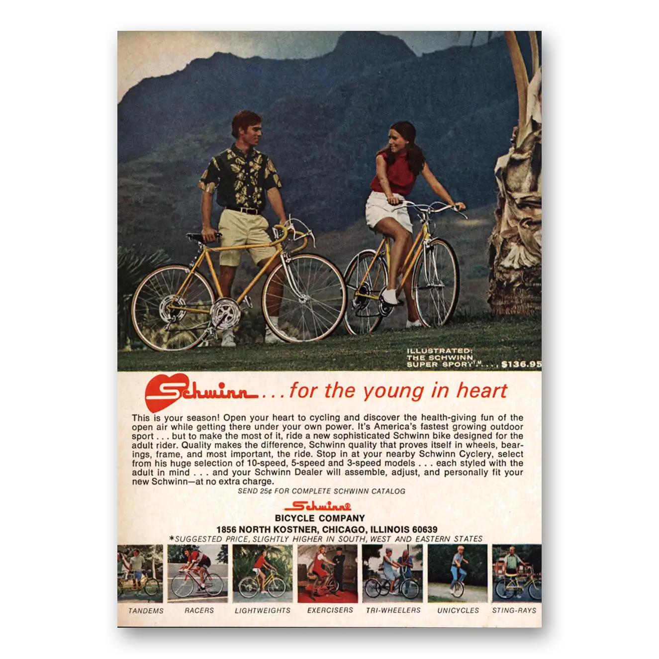 1971 Schwinn Bicycles Bicycles For the Young In Heart Vintage Magazine Print Ad