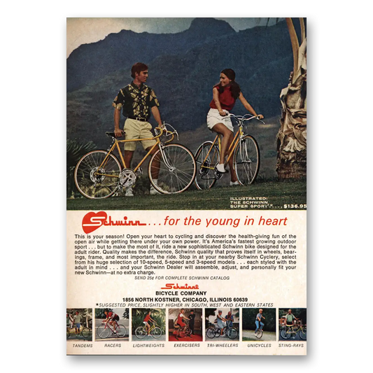 1971 Schwinn Bicycles Bicycles For the Young In Heart Vintage Magazine Print Ad