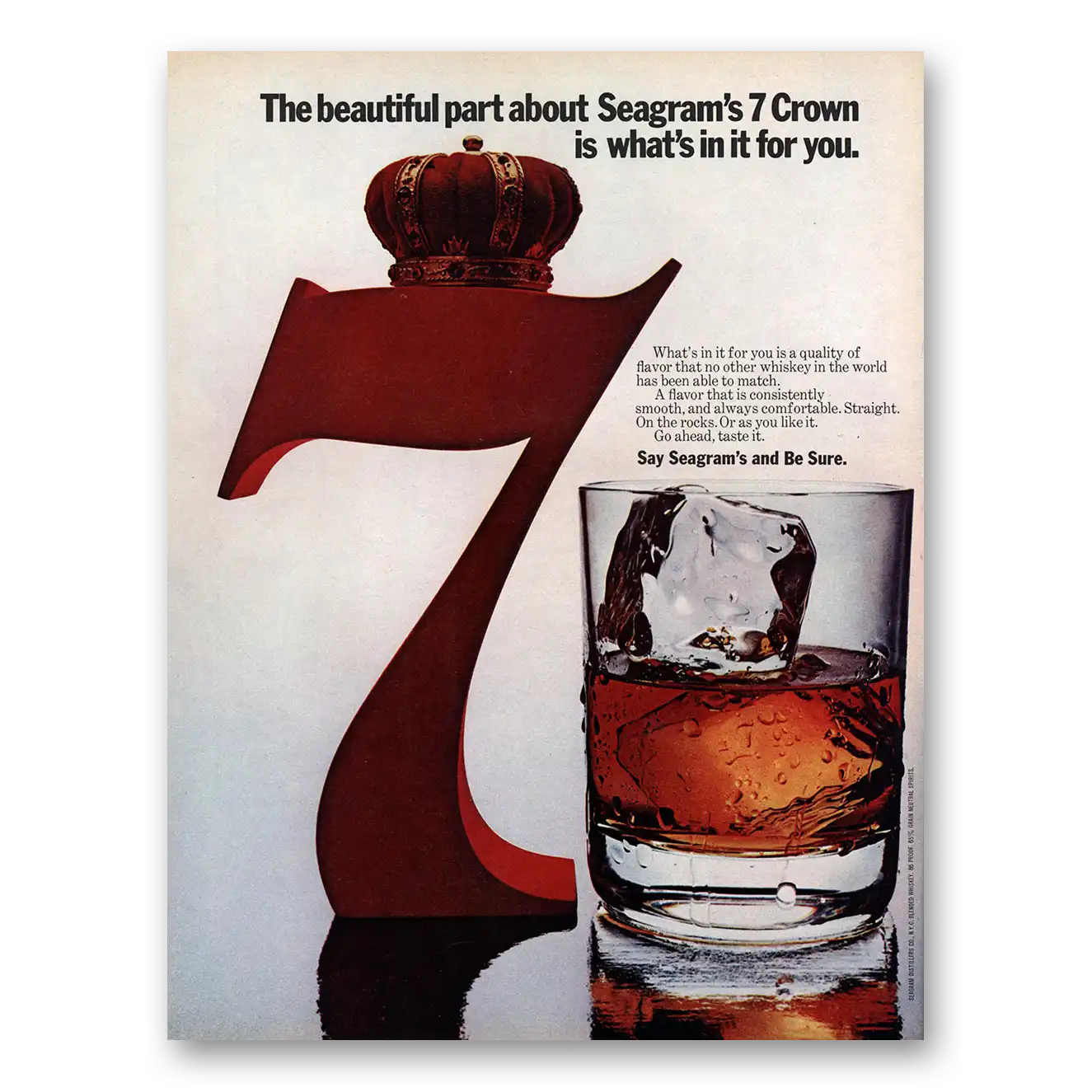 1971 Seagrams 7 Crown Whiskey Beautiful Part About Seagrams 7 Crown Vintage Magazine Print Ad