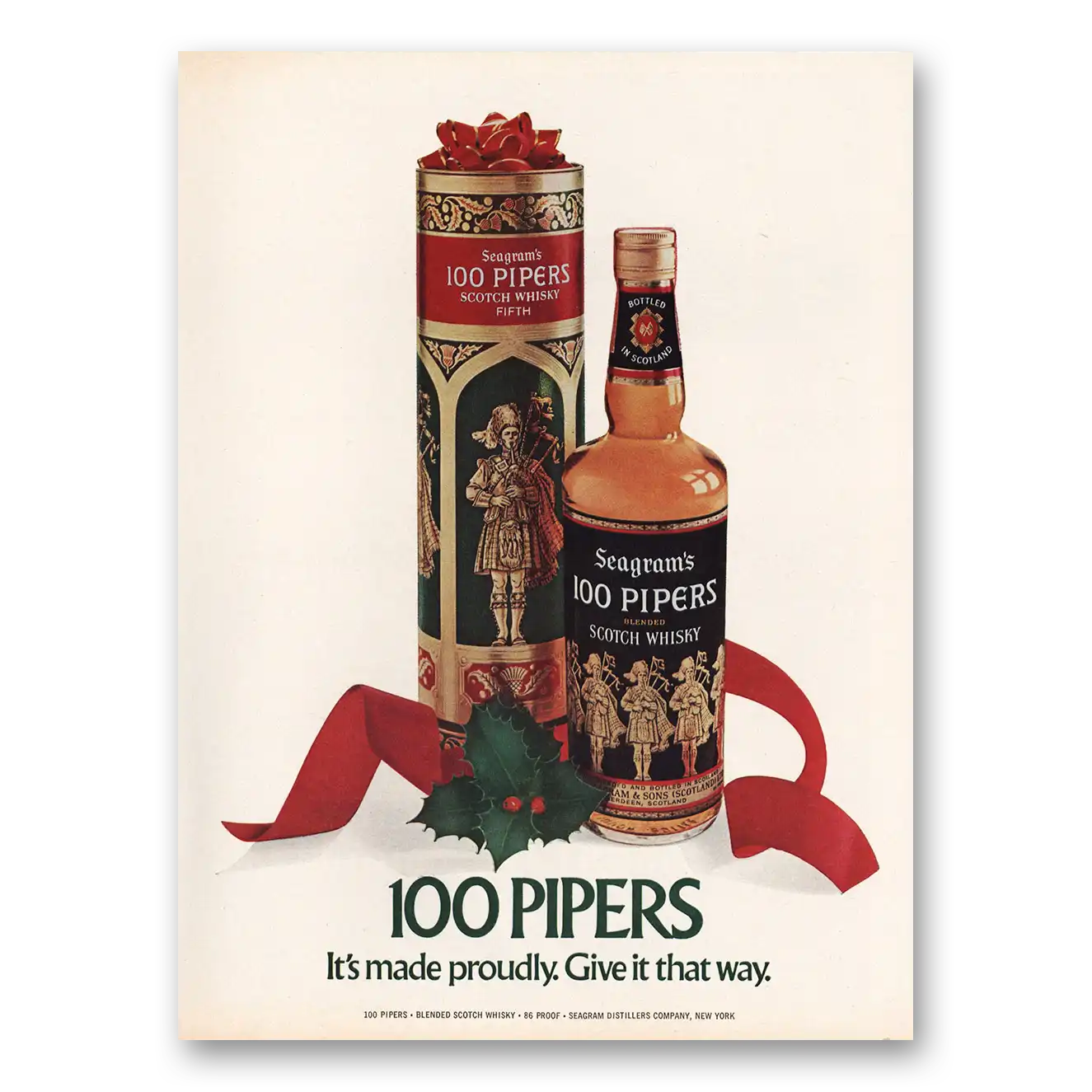 1971 100 Pipers Made Proudly Give It That Way Vintage Magazine Print Ad