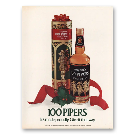 1971 100 Pipers Made Proudly Give It That Way Vintage Magazine Print Ad