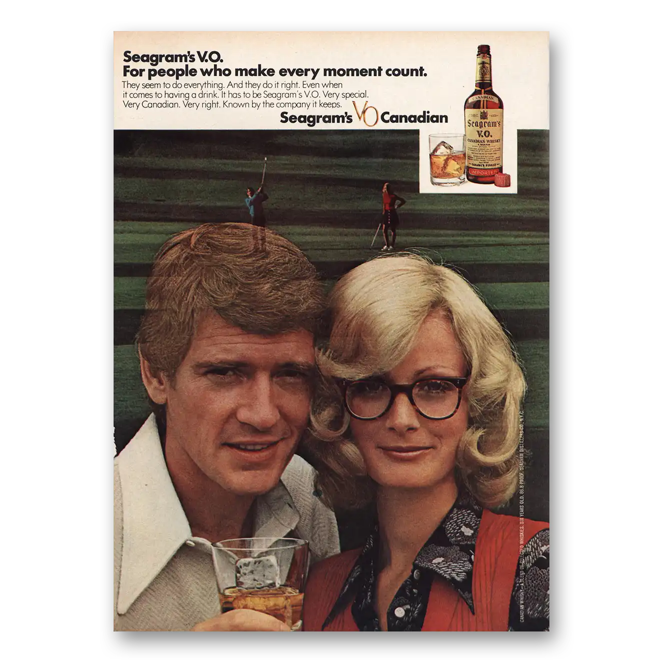 1971 Seagrams VO Whisky People Who Make Every Moment Count Vintage Magazine Print Ad