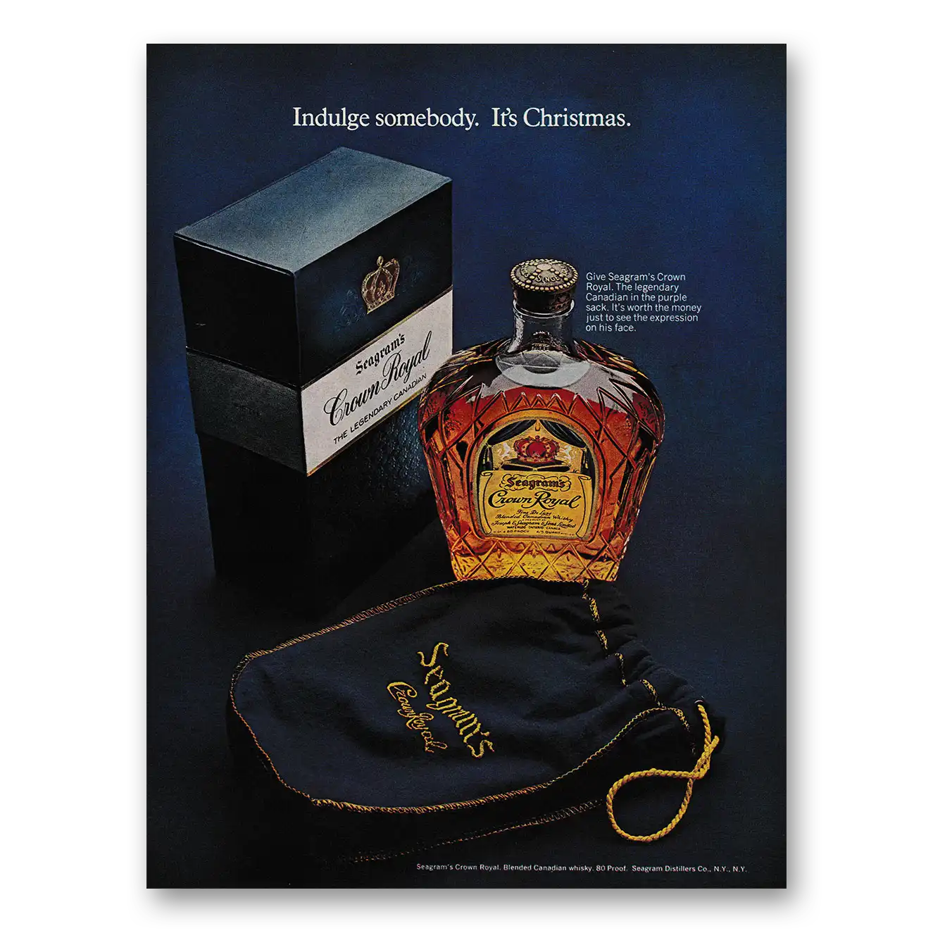 1971 Crown Royal Indulge Somebody Its Christmas Vintage Magazine Print Ad