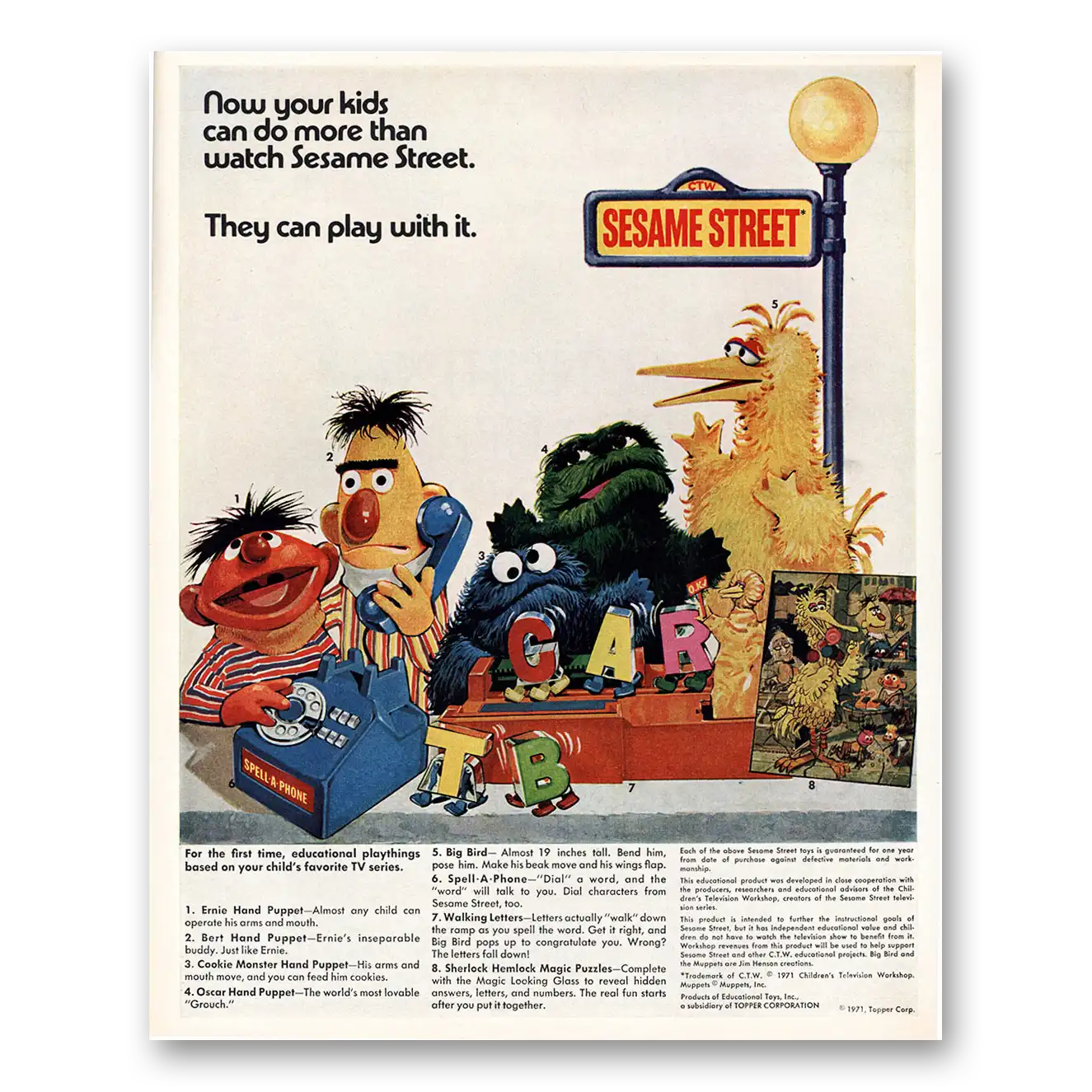 1971 Sesame Street Toys They Can Play With It Vintage Magazine Print Ad