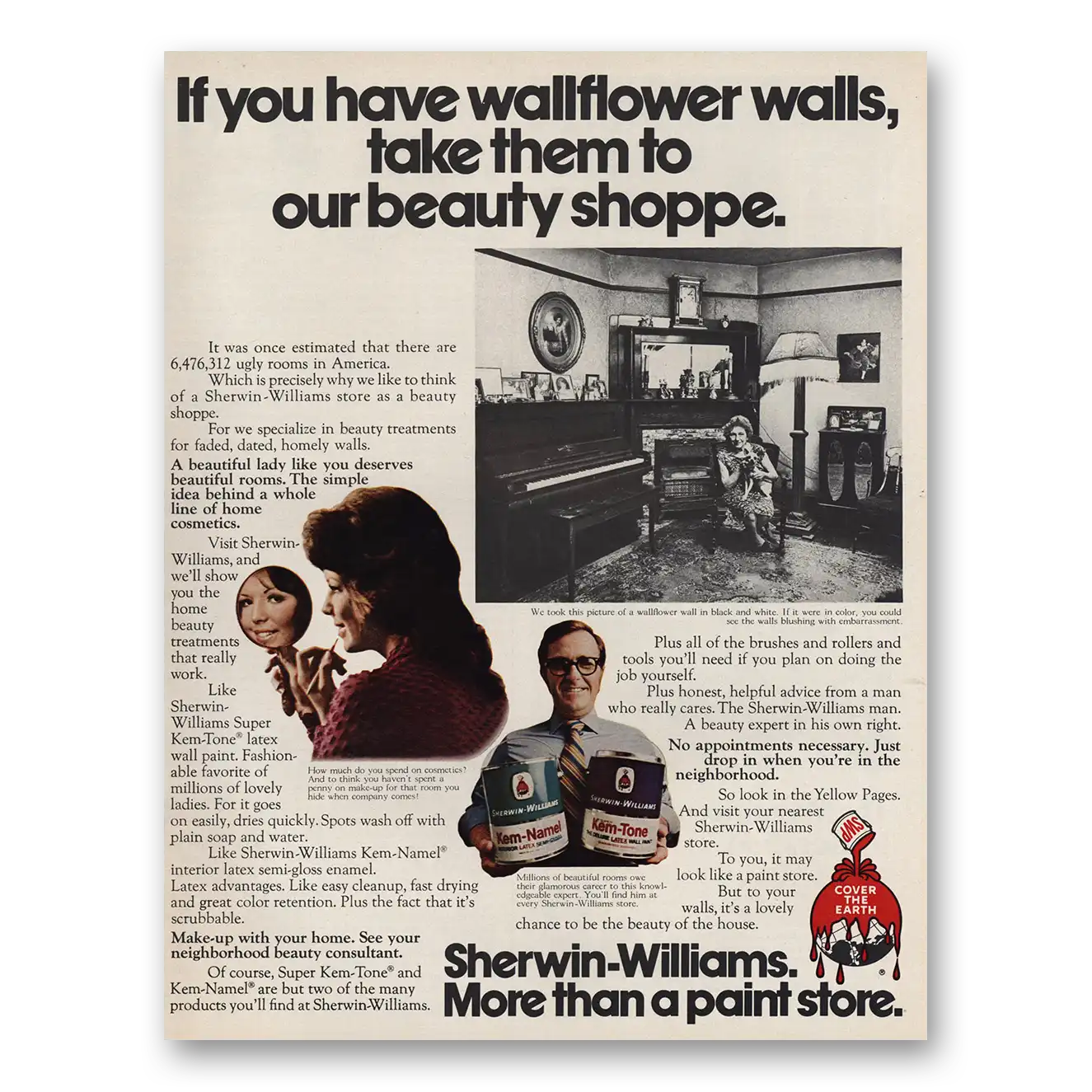 1971 Sherwin Williams Paints Wallflower Walls Beauty Shoppe Vintage Magazine Print Ad