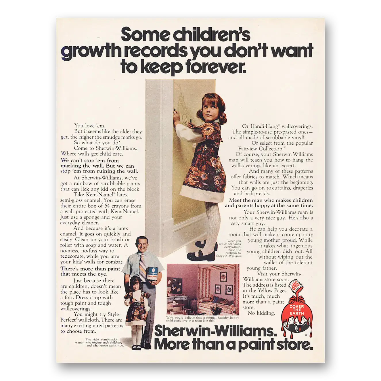 1971 Sherwin Williams Paints Childrens Growth Records Vintage Magazine Print Ad