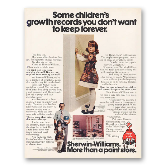 1971 Sherwin Williams Paints Childrens Growth Records Vintage Magazine Print Ad