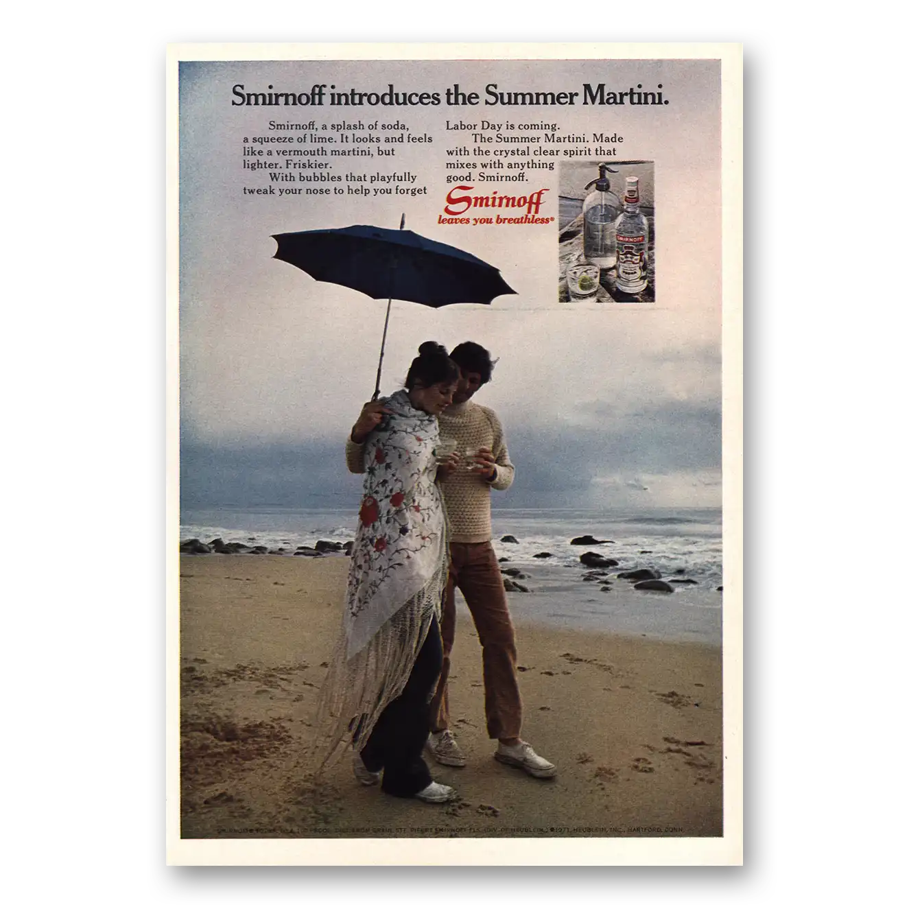 1971 Smirnoff Summer Martini Vintage Magazine Print Ad