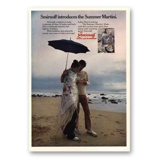 1971 Smirnoff Summer Martini Vintage Magazine Print Ad