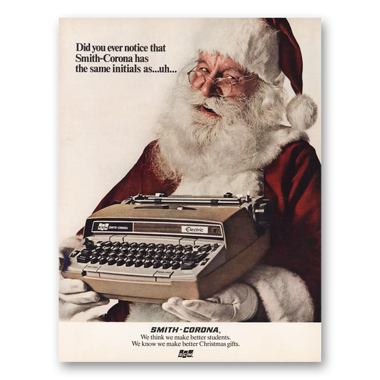 1971 Smith Corona Typewriters Same Initials As Santa Claus Vintage Magazine Print Ad