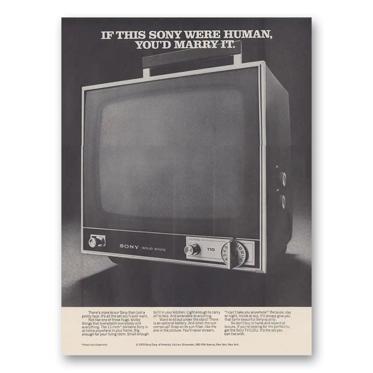 1971 Sony Television If This Sony Were Human You'd Marry It Vintage Magazine Print Ad