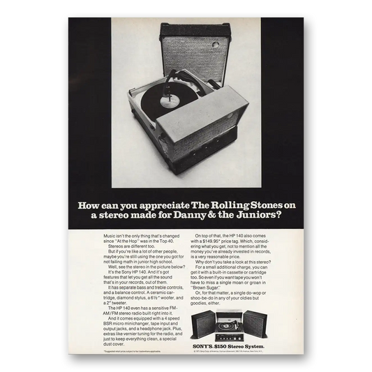 1971 Sony Appreciate the Rolling Stones Vintage Magazine Print Ad