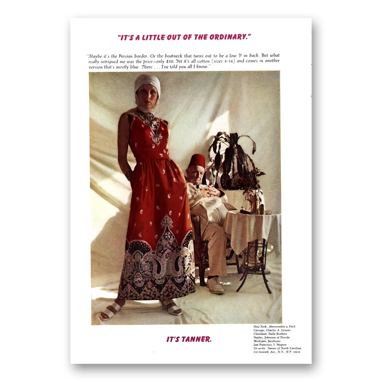 1971 Tanner Fashion Little Out of the Ordinary Vintage Magazine Print Ad