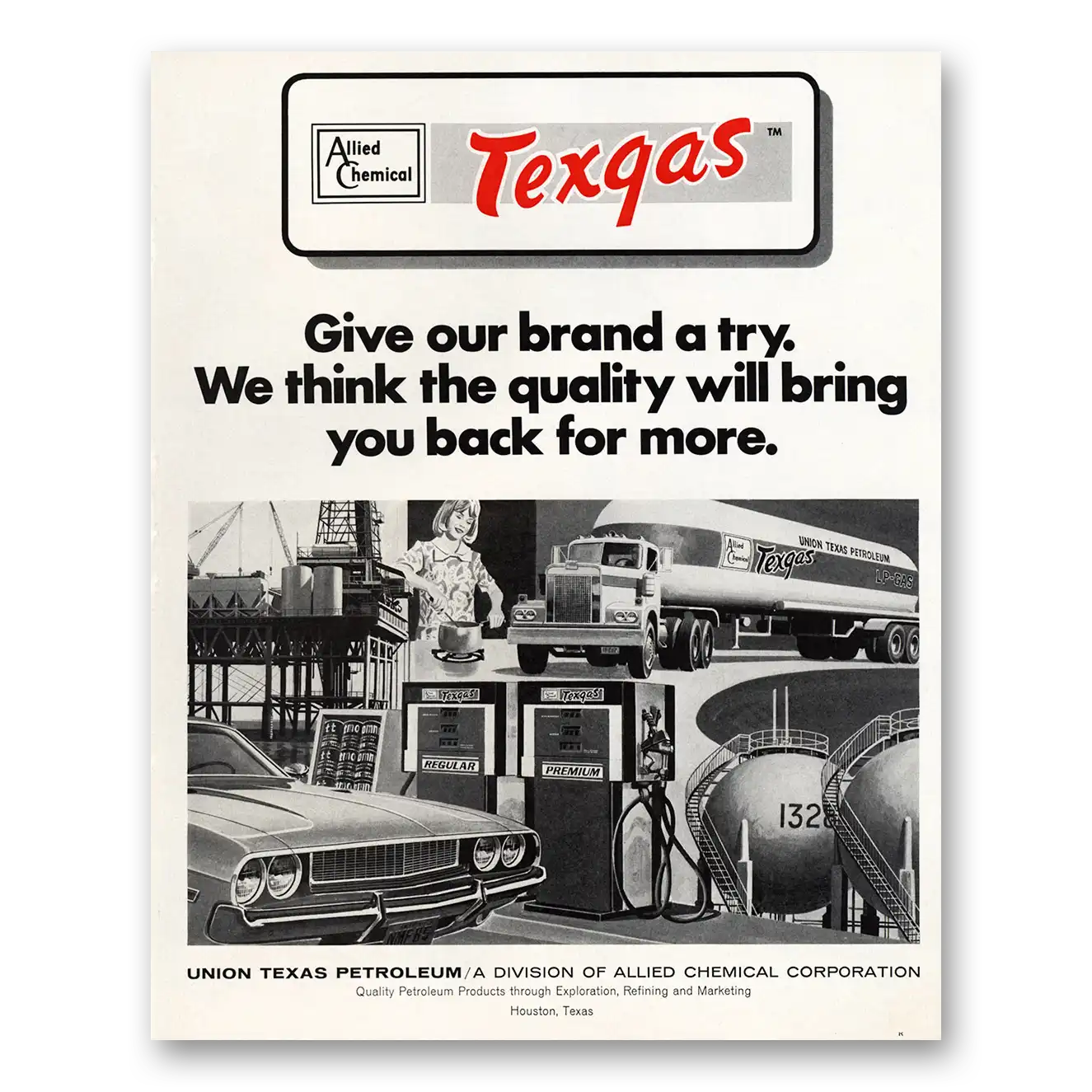 1971 Texgas Give Our Brand a Try Vintage Magazine Print Ad