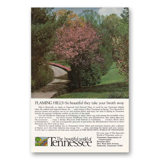 1971 Tennessee Flaming Hills Vintage Magazine Print Ad