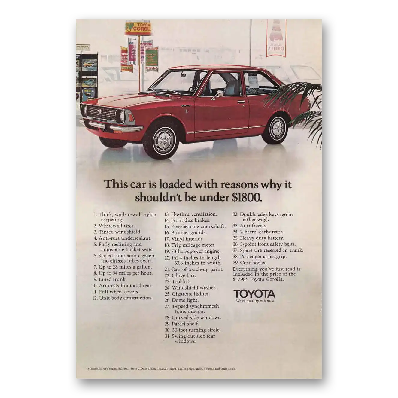 1971 Toyota Tercel This Car is Loaded With Reasons Vintage Magazine Print Ad