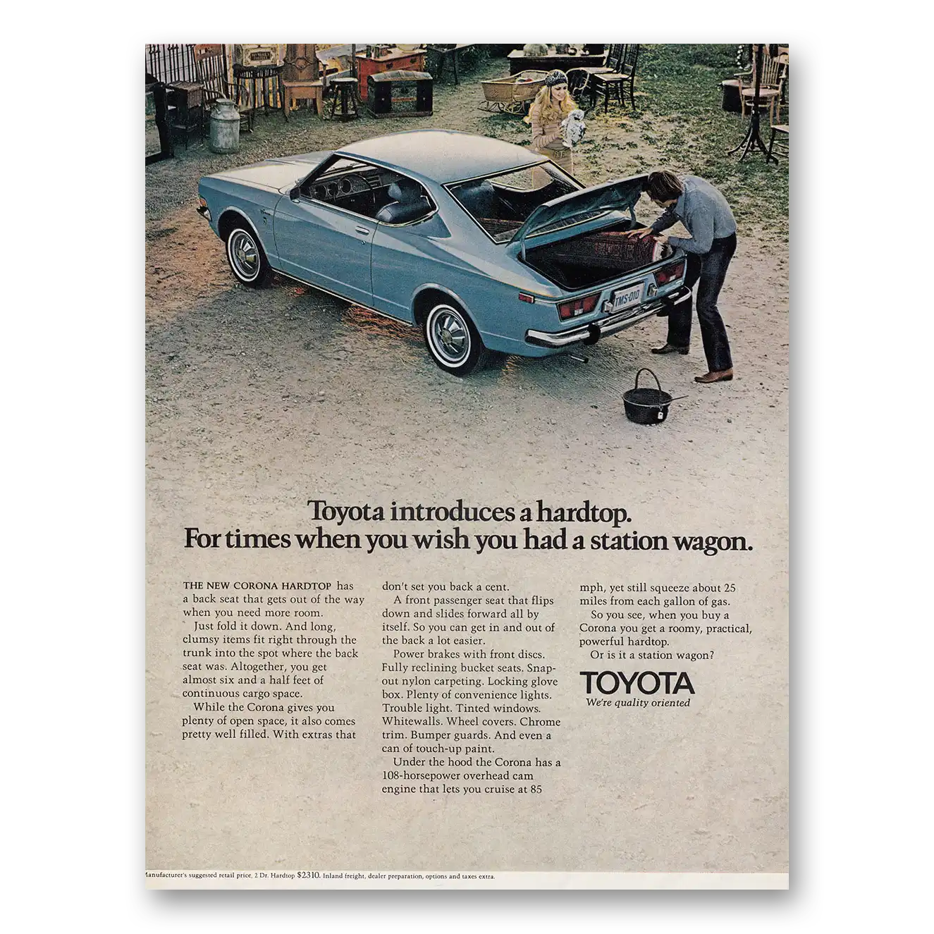 1971 Toyota Corona Introduces a Hardtop For Times When You Wish Vintage Magazine Print Ad