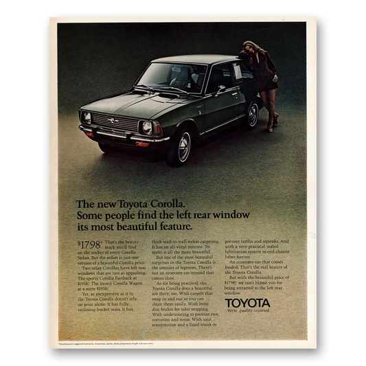 1971 Toyota Corolla Left Rear Window Its Most Beautiful Vintage Magazine Print Ad